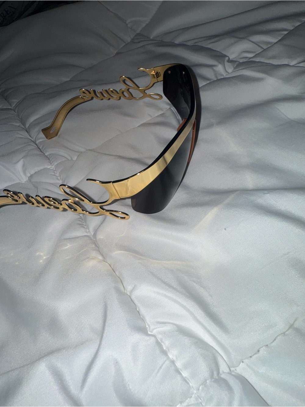 Loewe Gold Script Logo Sunglasses with Black/Brown Lens - Picture 2 of 4